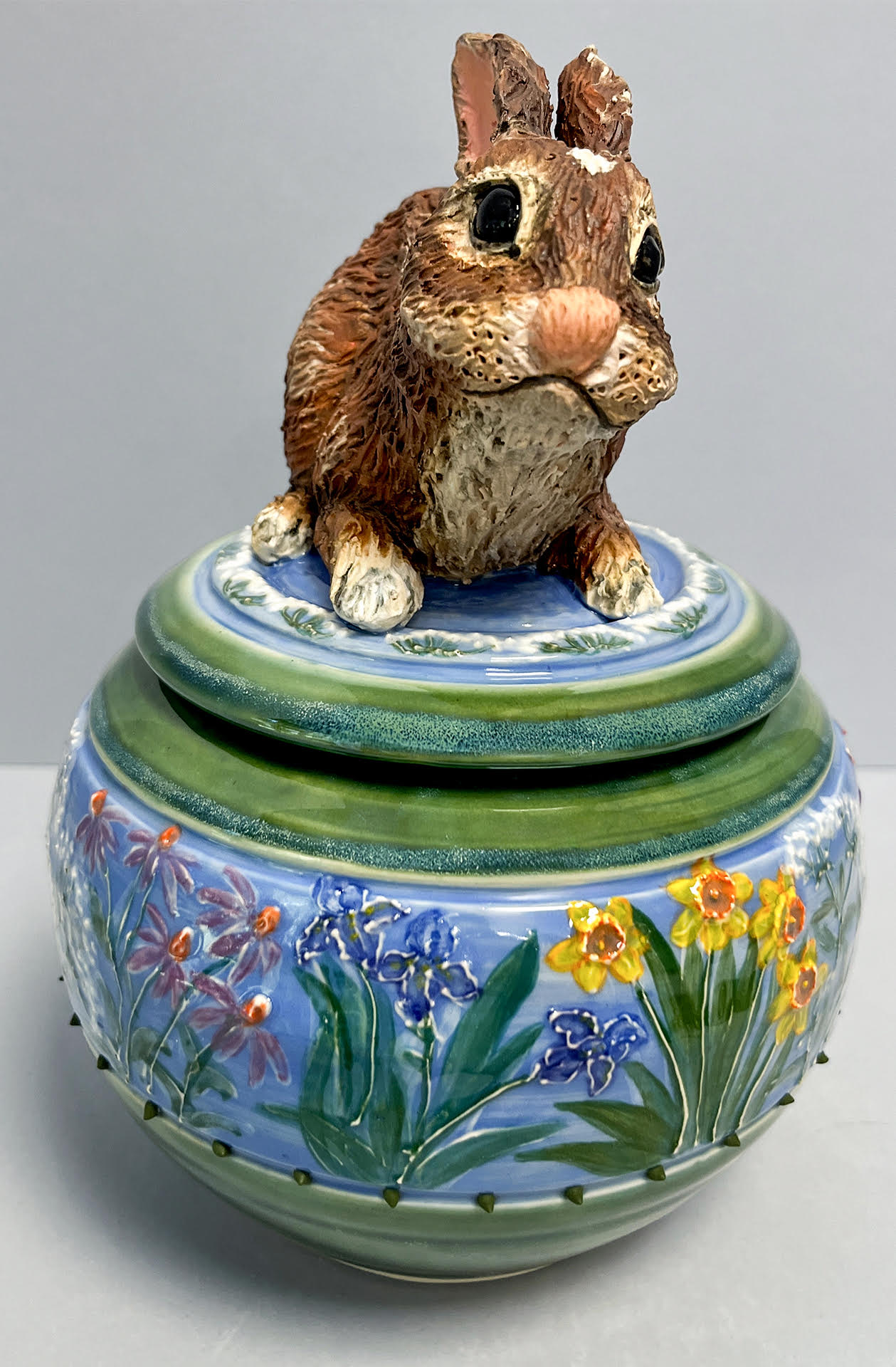 Custom jar with a rabbit on top.